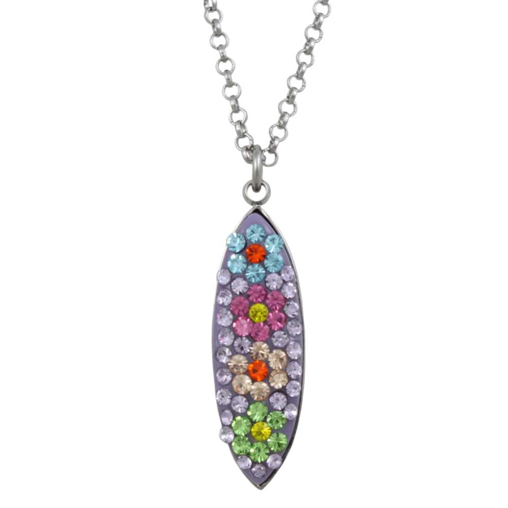 Lilylin Designs Purple Encrusted Crystal Flowers Pendant with Chain
