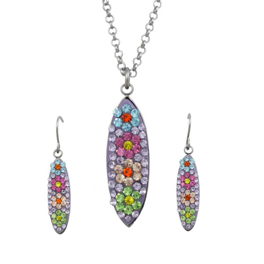Sparkling Purple Floral Necklace and Earring Jewelry Set - PT007BS - Lilylin Designs