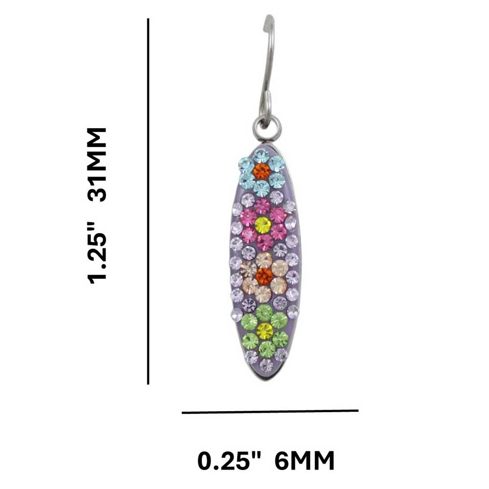 Purple Encrusted Crystal Flowers Dangling Pierced Earring - PT007E - Lilylin Designs