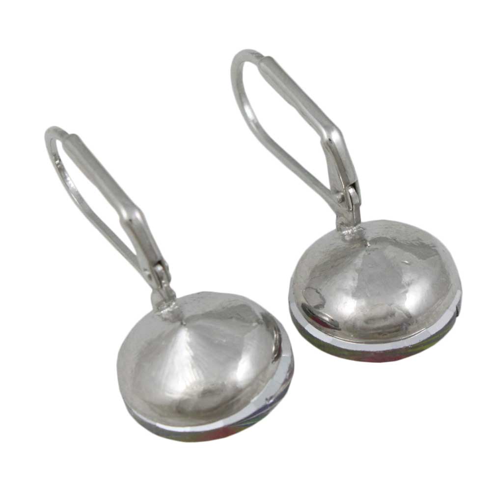 Round Iridescent Crystal Dangle Pierced Earring - PT019EVML - Lilylin Designs