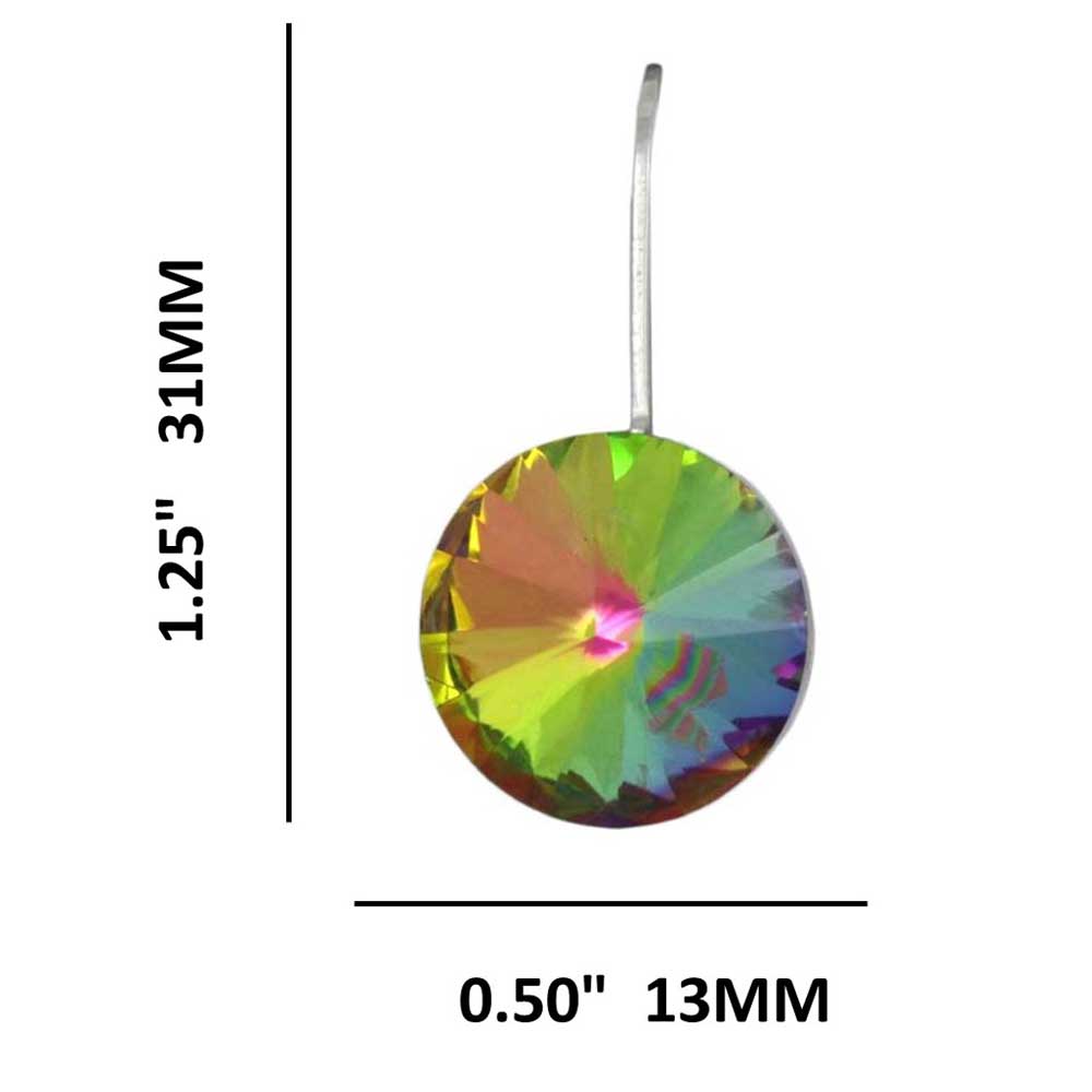 Round Iridescent Crystal Dangle Pierced Earring - PT019EVML - Lilylin Designs