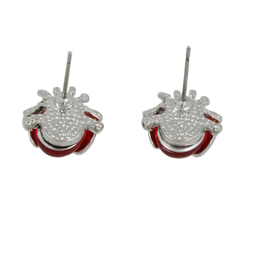Red Crystal Ladybug Stud Pierced Earring - PT023E - Lilylin Designs