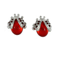 Red Crystal Ladybug Stud Pierced Earring - PT023E - Lilylin Designs