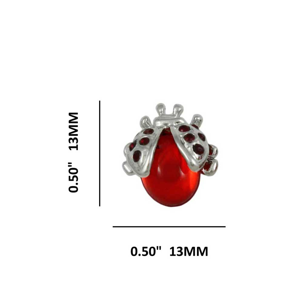 Red Crystal Ladybug Stud Pierced Earring - PT023E - Lilylin Designs