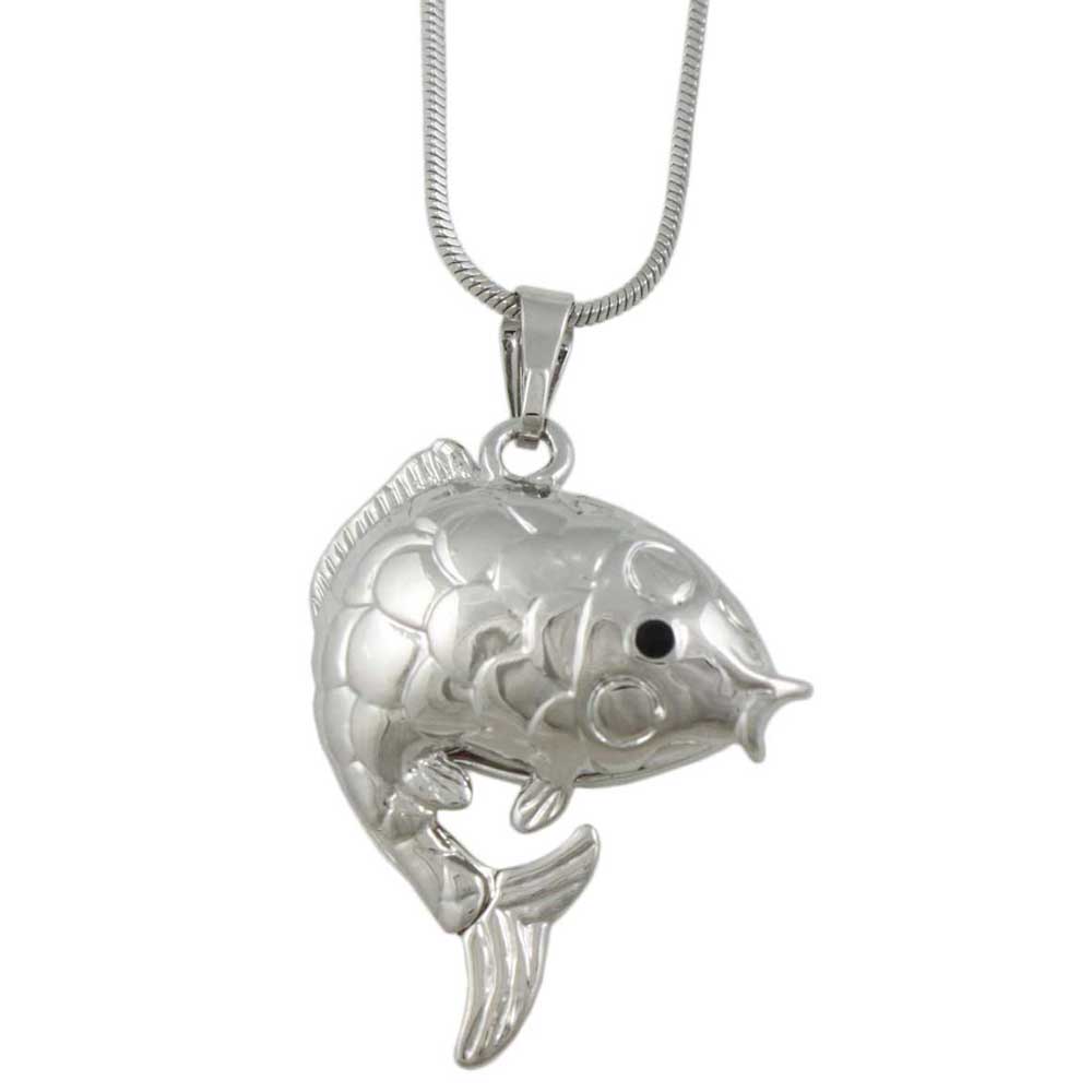 Pink Crystal 3D Fish Pendant on Silver - tone Chain - PT103 - Lilylin Designs