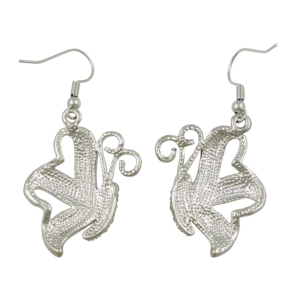 Purple and White Butterfly Dangling Pierced Earring - PT201E - Lilylin Designs