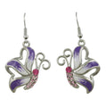 Purple and White Butterfly Dangling Pierced Earring - PT201E - Lilylin Designs