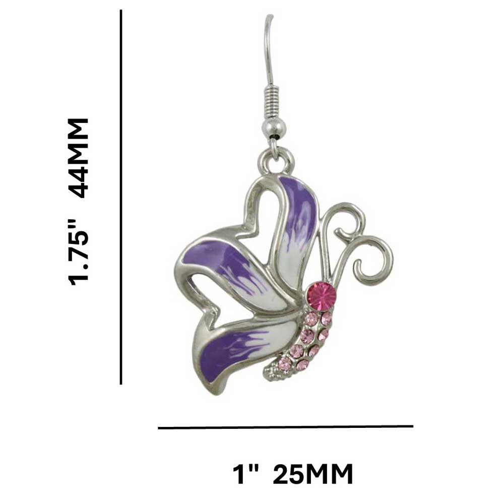 Purple and White Butterfly Dangling Pierced Earring - PT201E - Lilylin Designs
