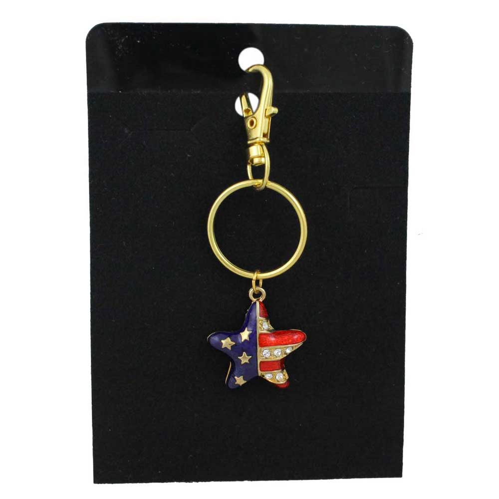 Keychain with American flag star on a black card - Lilylin Designs