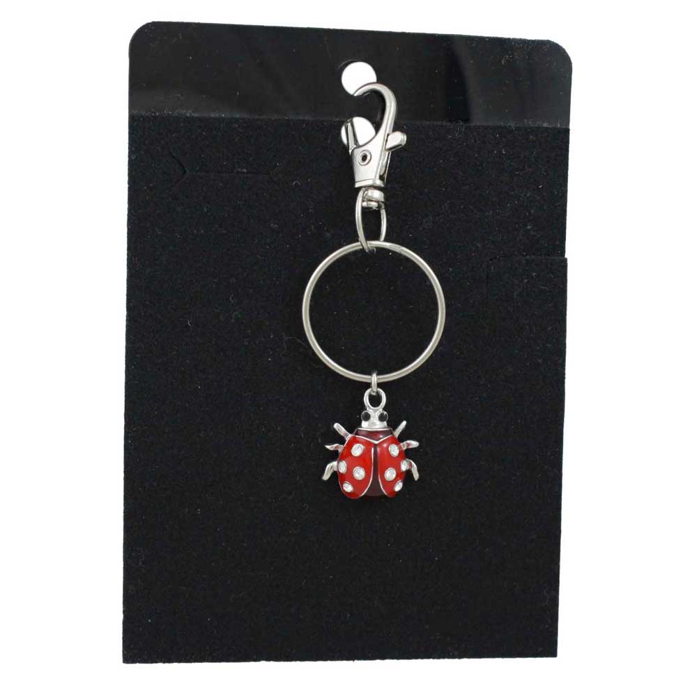 Keychain with a red ladybug charm on a black card - Lilylin Designs