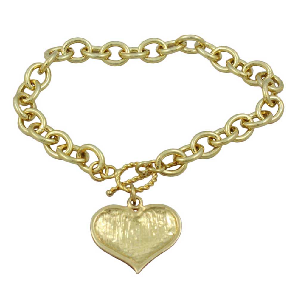Link Bracelet with Red Enamel and Crystal Heart Charm - PT330B - Lilylin Designs