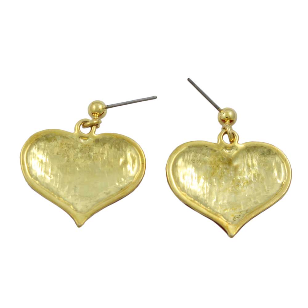 Red Enamel and Crystal Heart Drop Pierced Earring - PT330E - Lilylin Designs