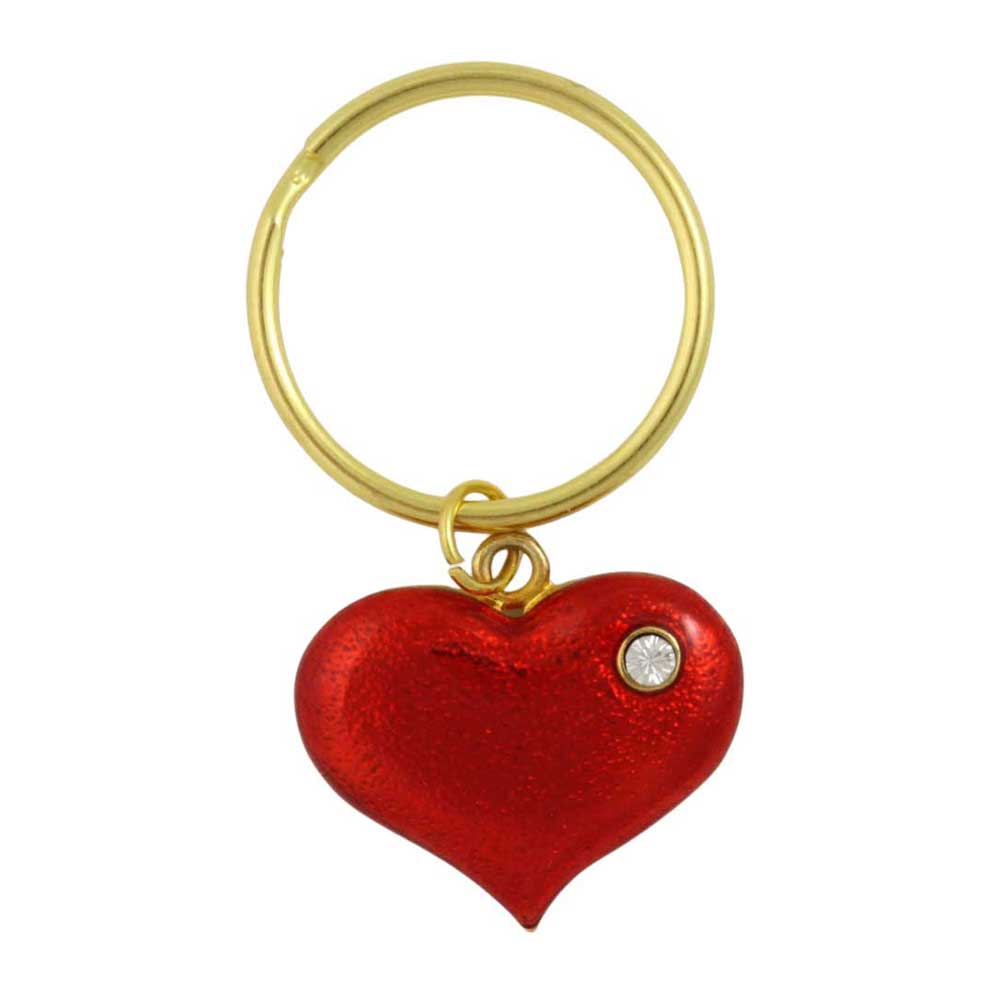 Red heart-shaped keychain with gold clasp on a white background - Lilylin Designs