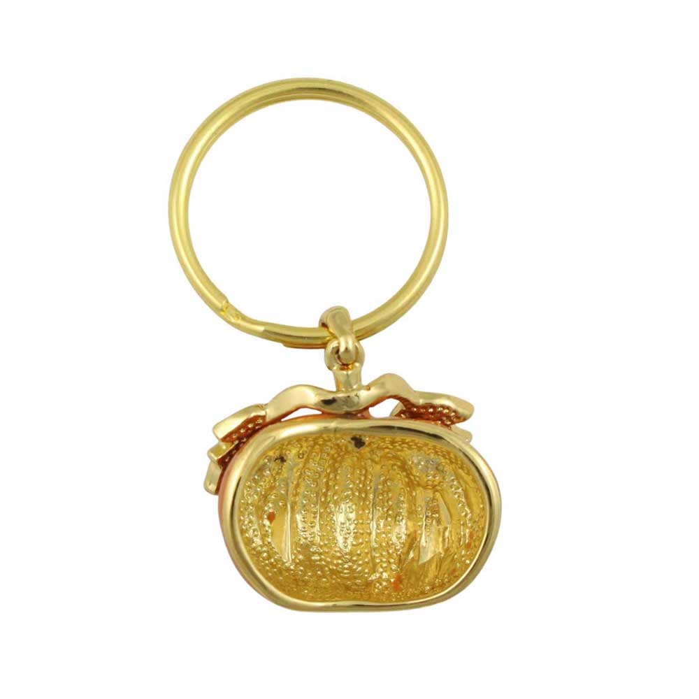 Gold Pumpkin Keychain Bag Charm on white background - Lilylin Designs