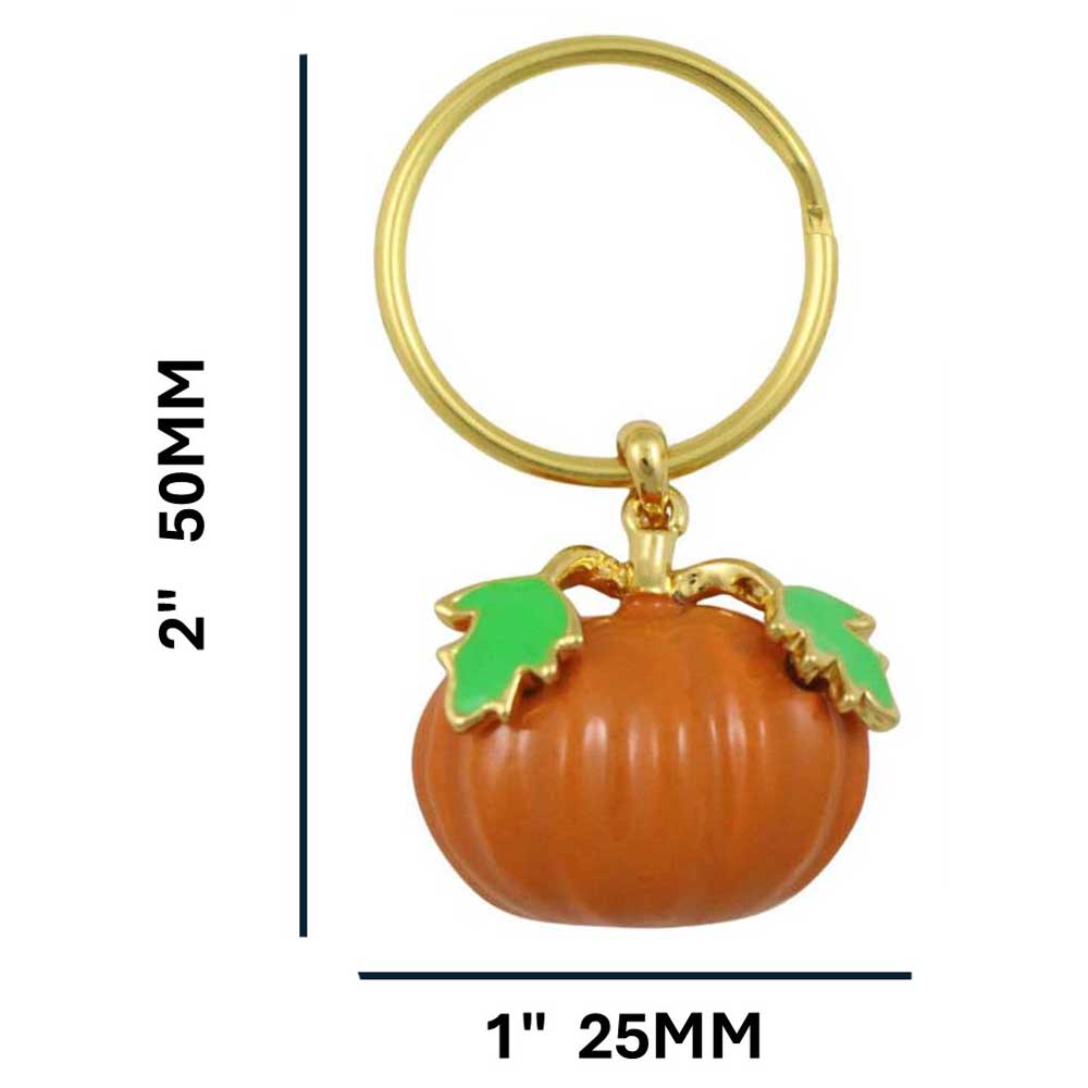 Orange Pumpkin Keychain Bag Charm with measurements - Lilylin Designs