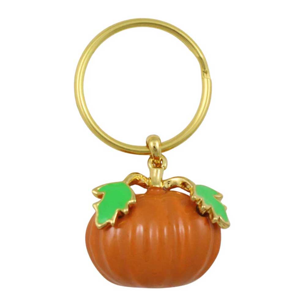 Orange Pumpkin Keychain Bag Charm on white background - Lilylin Designs