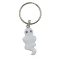 Ghost-shaped keychain with a silver ring on a white background - Lilylin Designs
