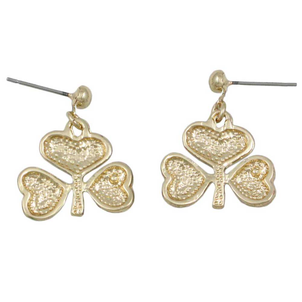 Green Enamel Shamrock Clover Dangling Pierced Earring - PT333E - Lilylin Designs