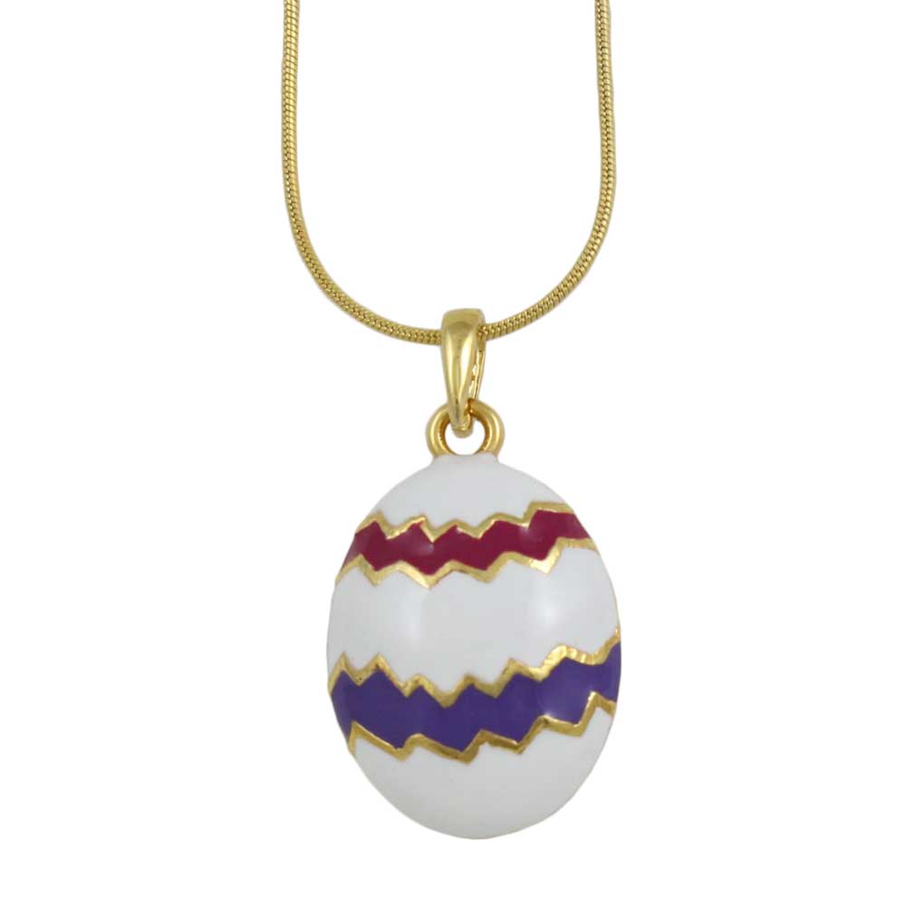 Lilylin Designs White Easter Egg Pendant with 18 Inch Chain 