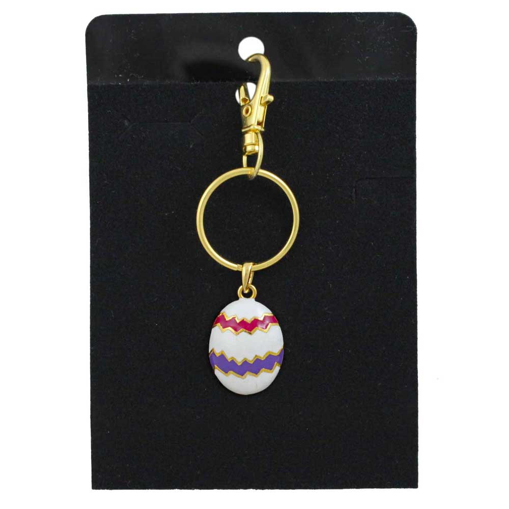 Keychain with Easter egg design on a black card - Lilylin Designs