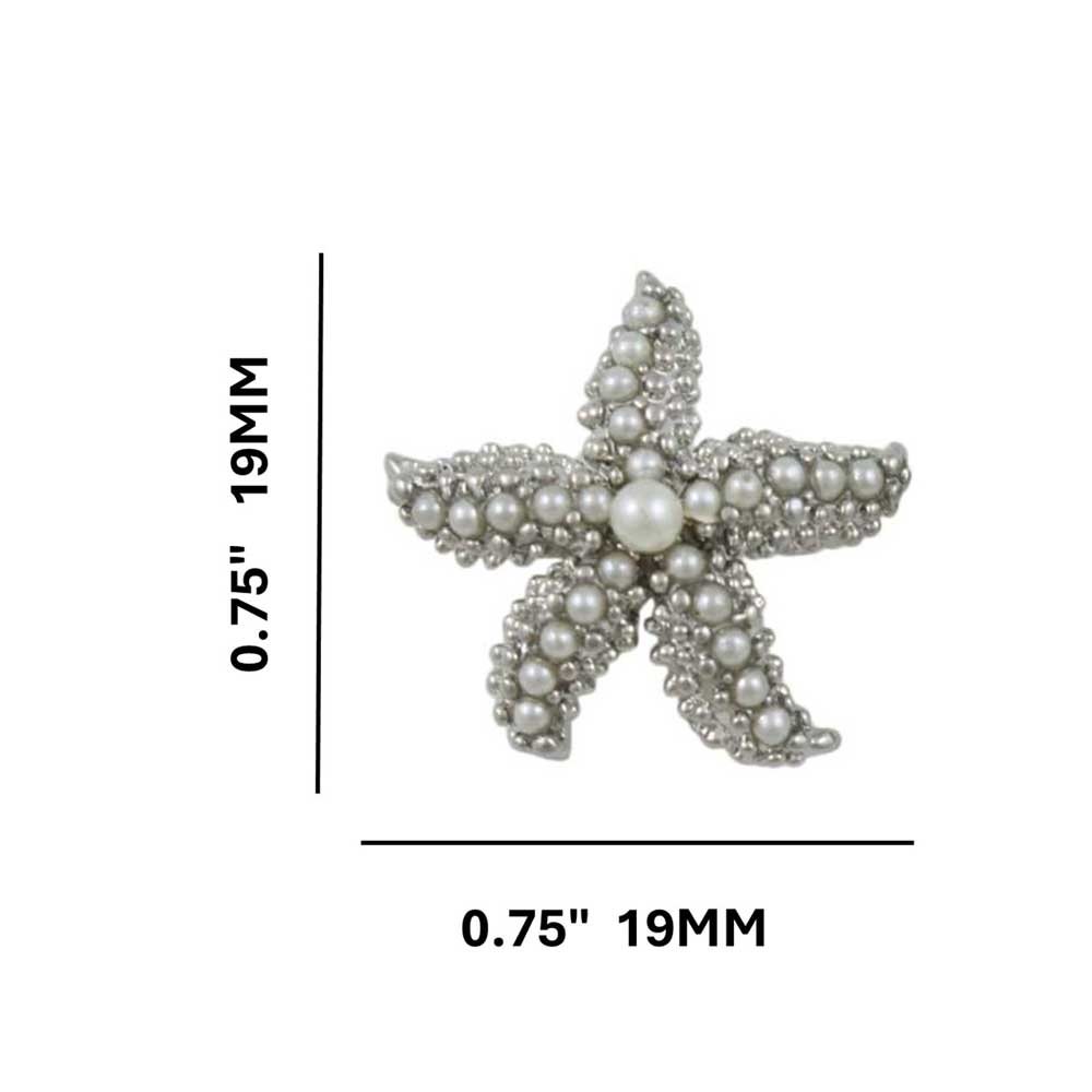 Textured Silver Starfish with White Pearls Pierced Earring - PT337E - Lilylin Designs