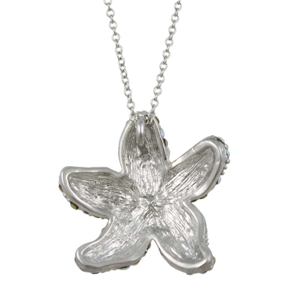 Pearls and Crystals Starfish Pendant on Silver - tone Chain - PT337P - Lilylin Designs