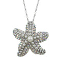 Pearls and Crystals Starfish Pendant on Silver - tone Chain - PT337P - Lilylin Designs