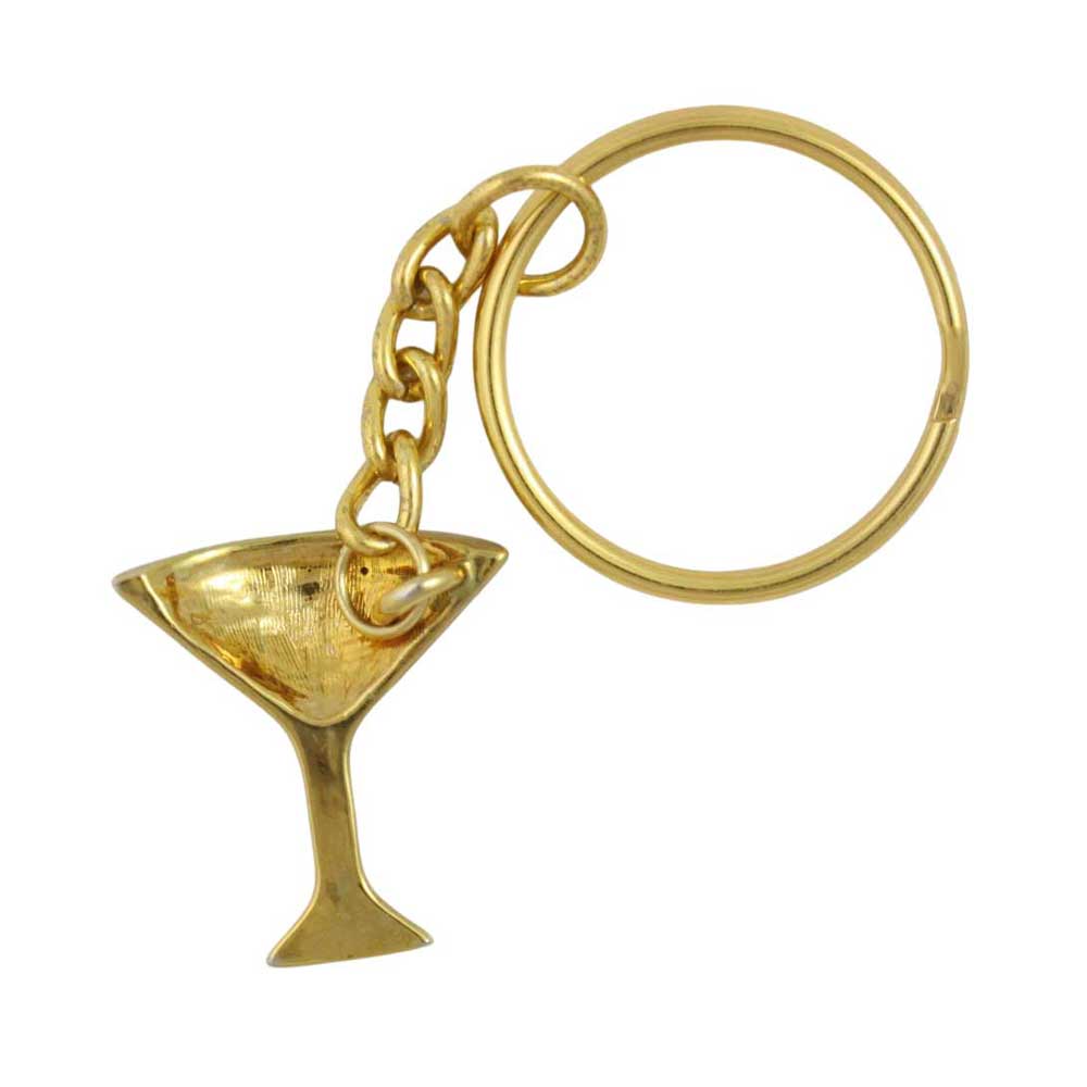 Gold martini glass keychain on a white background - Lilylin Designs
