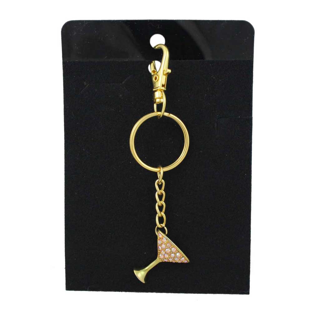 Gold keychain with martini glass charm on a black card - Lilylin Designs