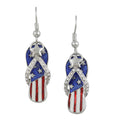 Patriotic Red White and Blue Flip Flop Pierced Earring on white background | Lilylin Designs