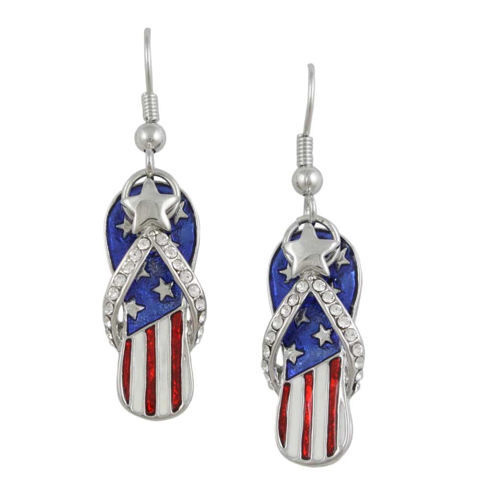 Lilylin Designs Patriotic Red White and Blue Flip Flop Pierced Earring