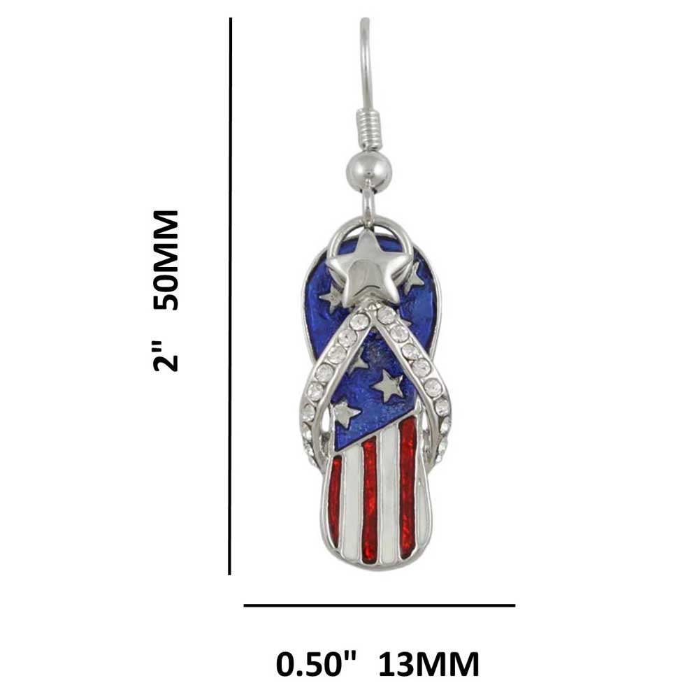 Patriotic Red White and Blue Flip Flop Pierced Earring - PT404E - Lilylin Designs