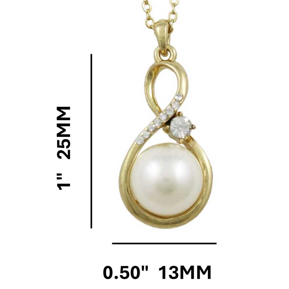Pearl and Crystal Figure 8 Pendant on Gold - tone Chain - PT406 - Lilylin Designs