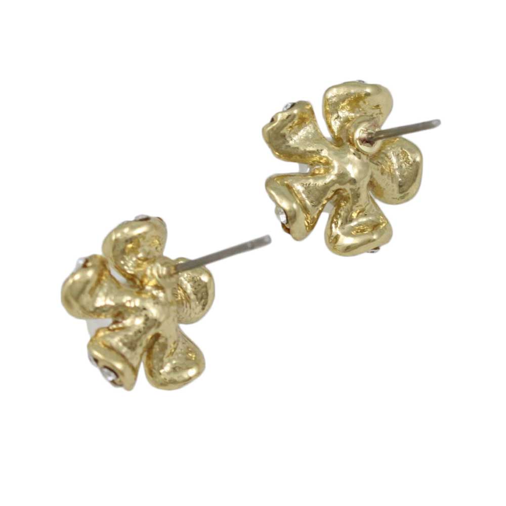 Small Crystal Flower with White Pearl Pierced Earring - PT408E - Lilylin Designs