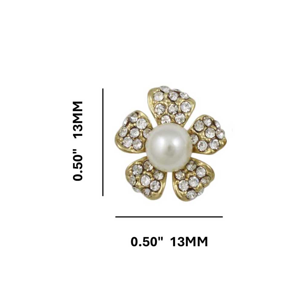 Small Crystal Flower with White Pearl Pierced Earring - PT408E - Lilylin Designs