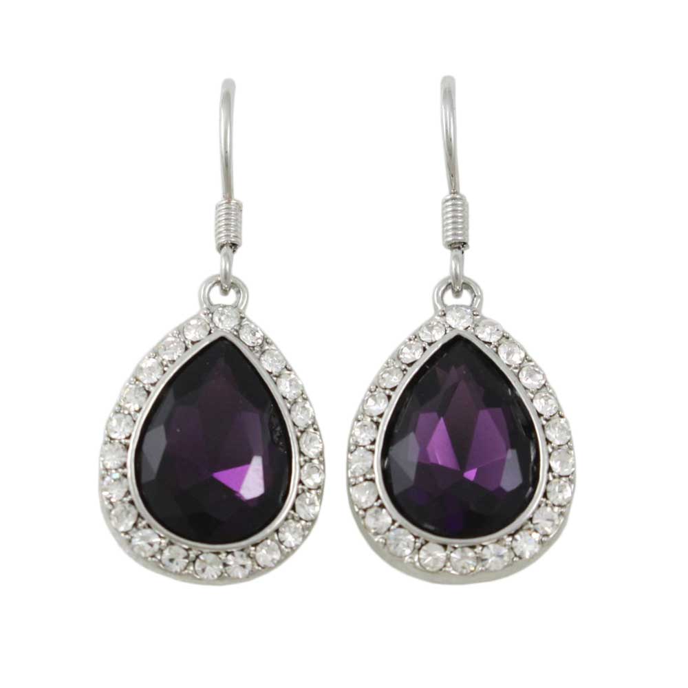 Lilylin Designs Dark Purple Crystal Teardrop Dangling Pierced Earring