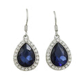Dark Blue Crystal Teardrop Dangling Pierced Earring - PT410ME - Lilylin Designs