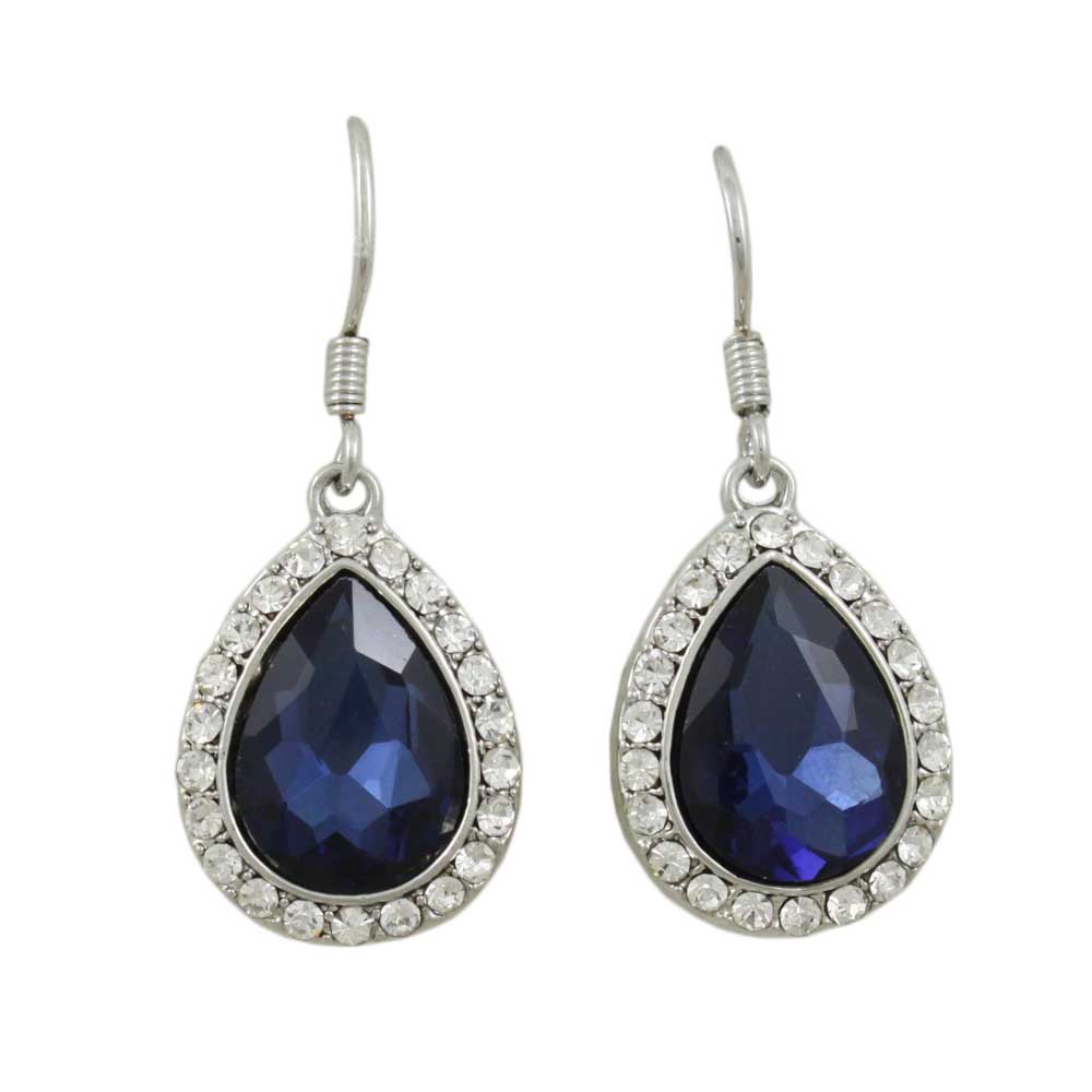 Lilylin Designs Dark Blue Crystal Teardrop Dangling Pierced Earring