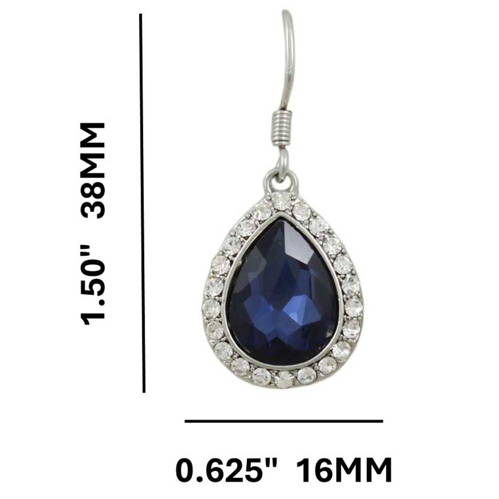Dark Blue Crystal Teardrop Dangling Pierced Earring - PT410ME - Lilylin Designs