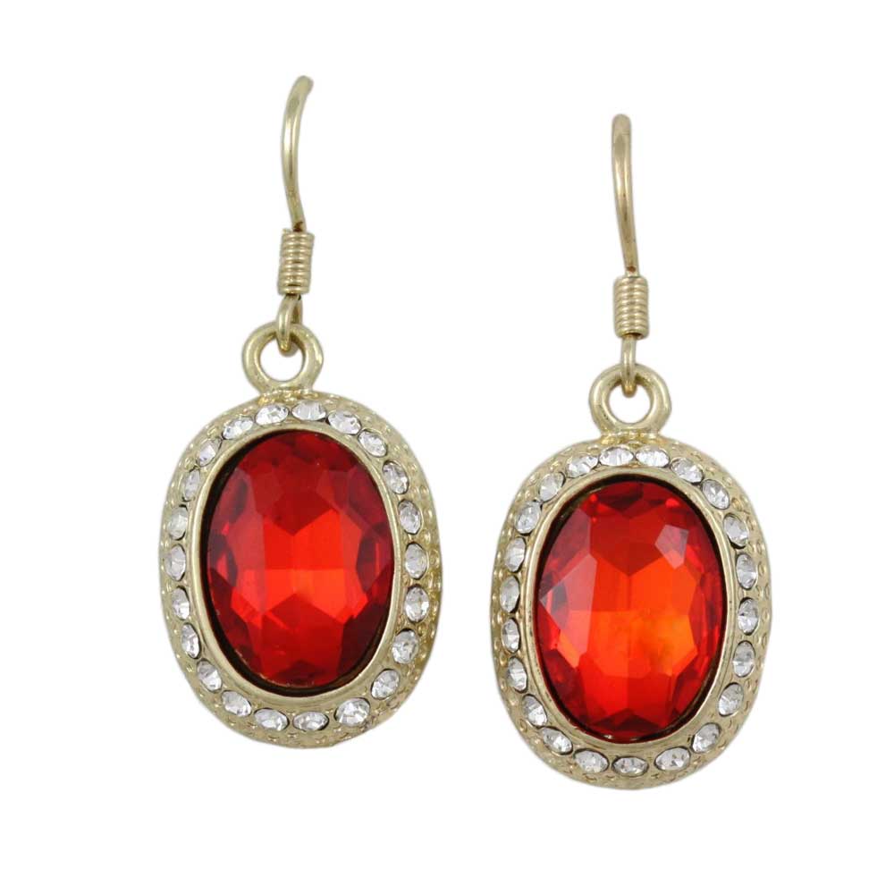 Lilylin Designs Ruby Red Oval Crystal Dangling Pierced Earring