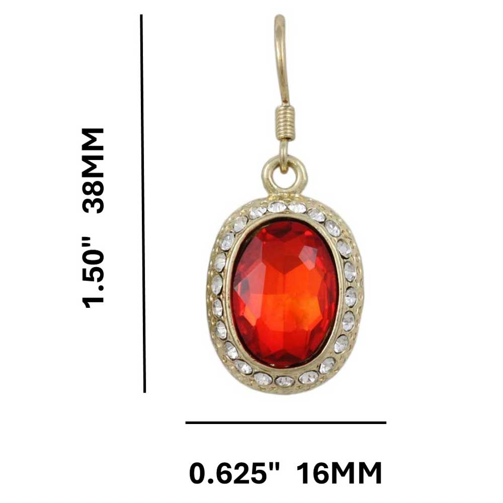 Red Oval Crystal Dangling Pierced Earring - PT411SE - Lilylin Designs