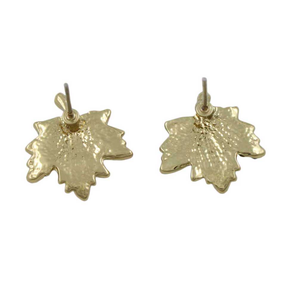Light Topaz Crystal Maple Leaf Pierced Earring - PT412E - Lilylin Designs