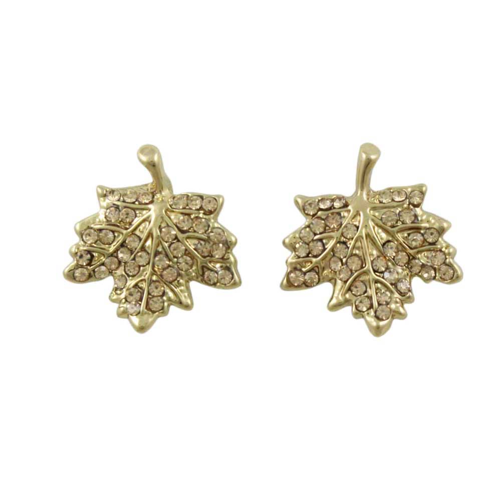 Light Topaz Crystal Maple Leaf Clip Earring - PT412EC - Lilylin Designs