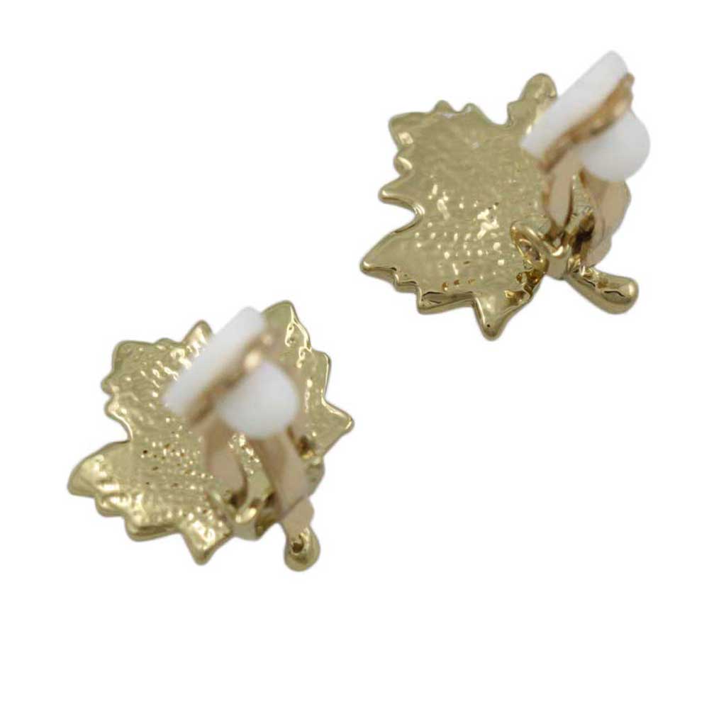 Light Topaz Crystal Maple Leaf Clip Earring - PT412EC - Lilylin Designs