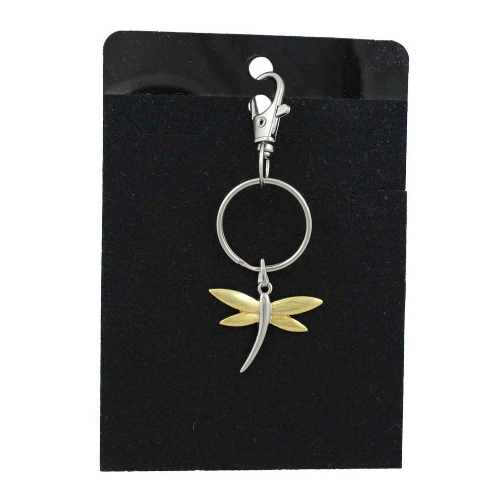 Keychain with dragonfly design on a black card - Lilylin Designs