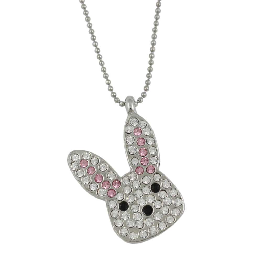 Pink Crystal Easter Bunny Pendant on 16 Inch Chain - PT501