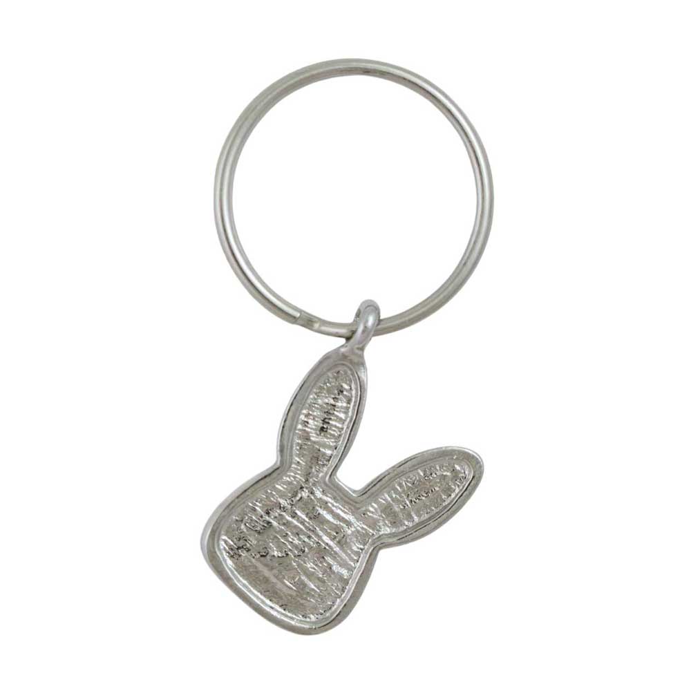 Back view of Keychain with a bunny design featuring pink and clear stones on a white background - Lilylin Designs