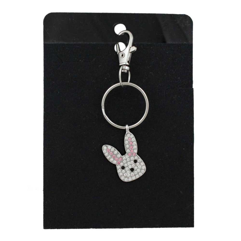 Keychain with bunny head on a black card - Lilylin Designs