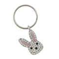 Keychain with a bunny design featuring pink and clear stones on a white background - Lilylin Designs