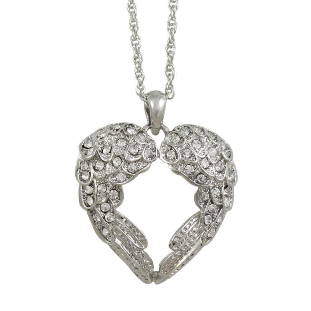Crystal Angel Wings Pendant on Silver - tone Chain - PT505 - Lilylin Designs